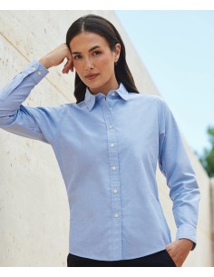 H-H511-Ladies Classic Long Sleeved Oxford Shirt 2